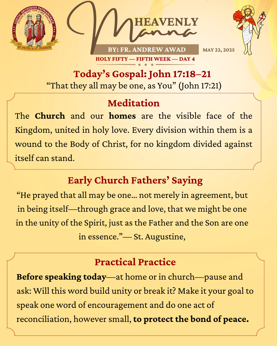 That They All May Be One β Holy Fifty β Fifth Week β Day 4 β May 20 ...